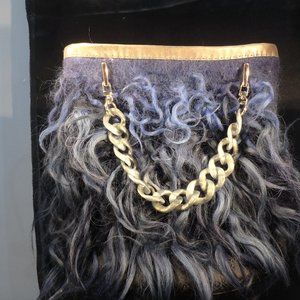 Handmade, felted ladies bag with raw lock detail